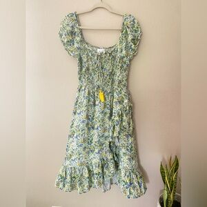 Margaux Riviera Smocked Cottage core Boho dress